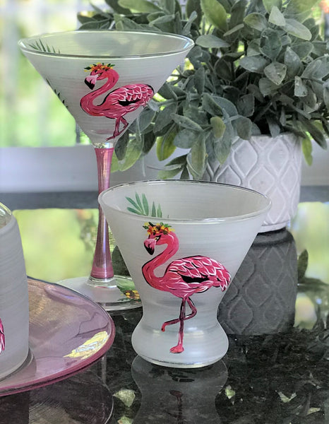 Flamingo Fun Wine S/2 – Golden Hill Studio