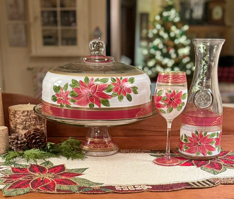 Poinsettia Holiday Wine Set/2