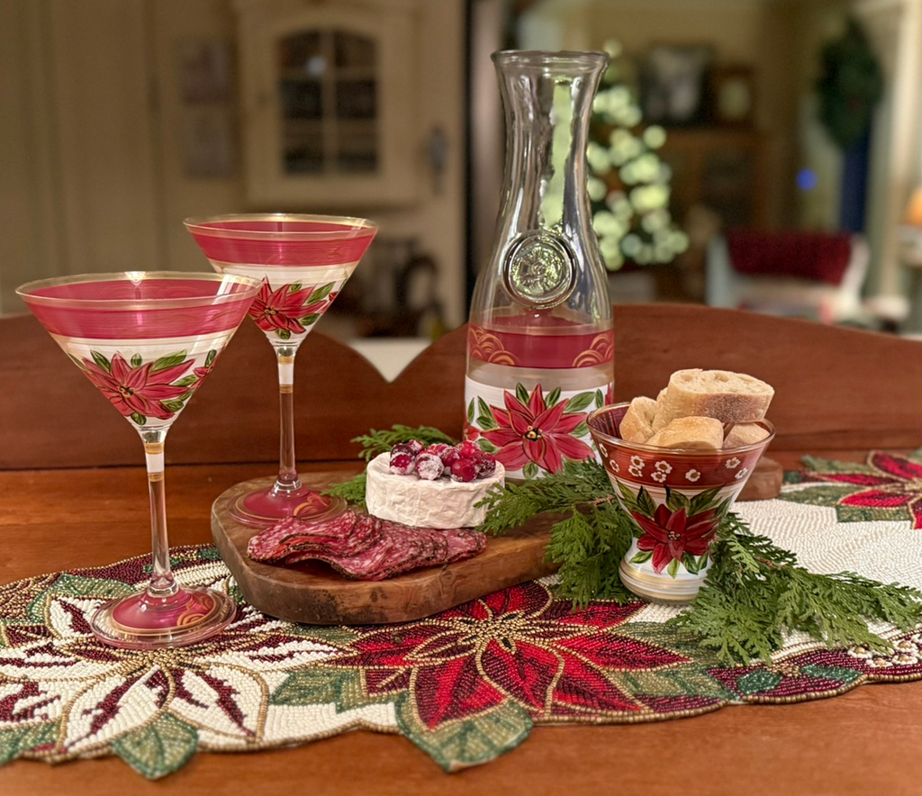 Poinsettia Holiday Martini Set/2