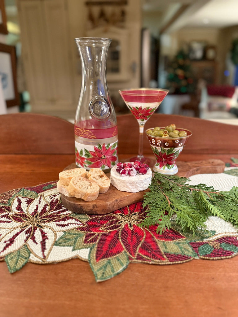 Poinsettia Holiday Martini Set/2