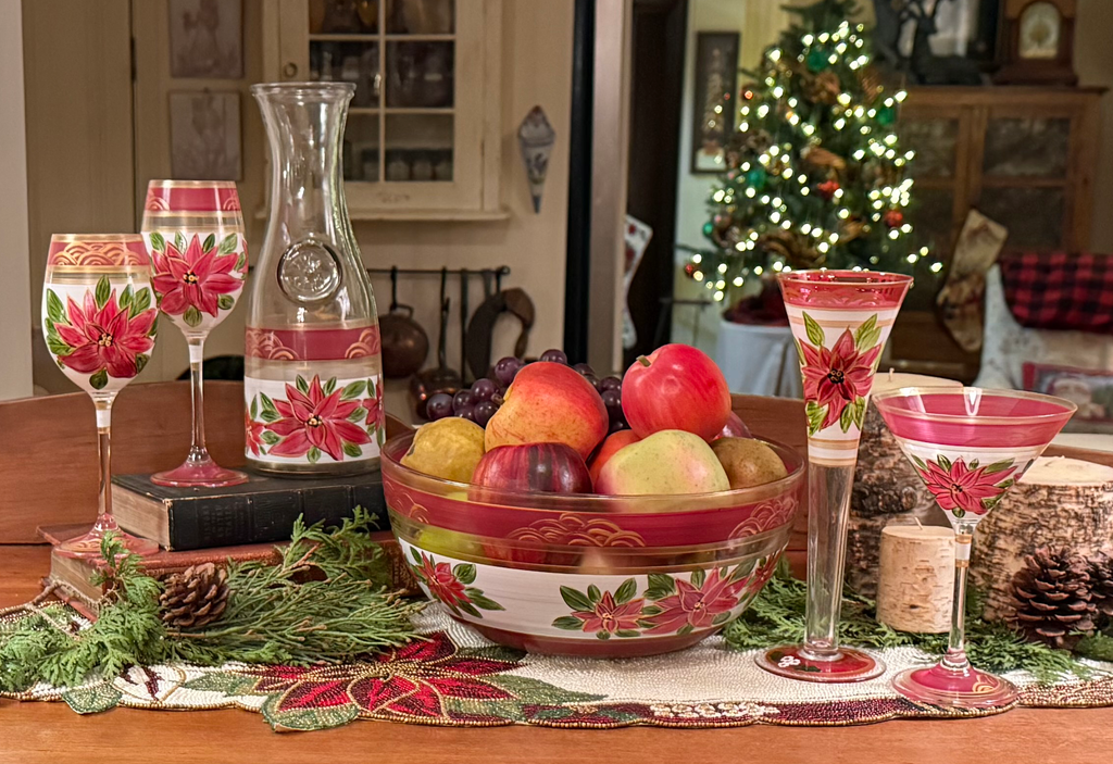 Poinsettia Holiday Wine Set/2