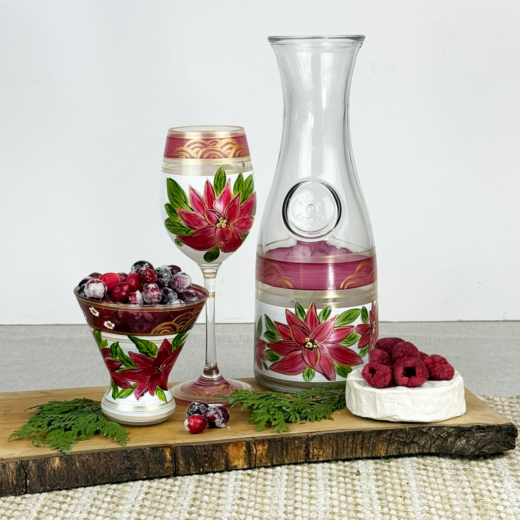 Poinsettia Holiday Wine Set/2