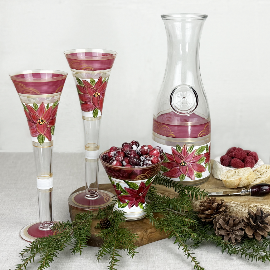 Poinsettia Holiday Hollow Flute Set/2