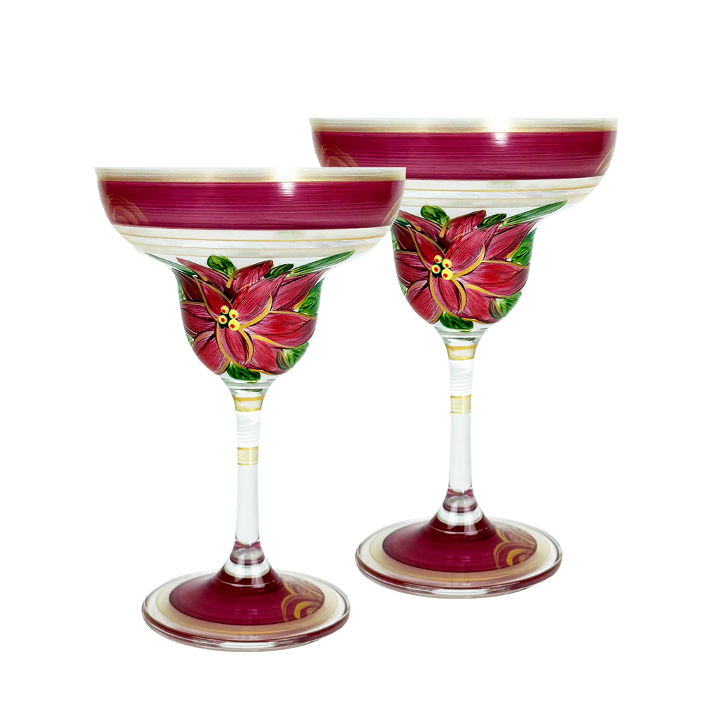 Poinsettia Holiday Margarita Set/2