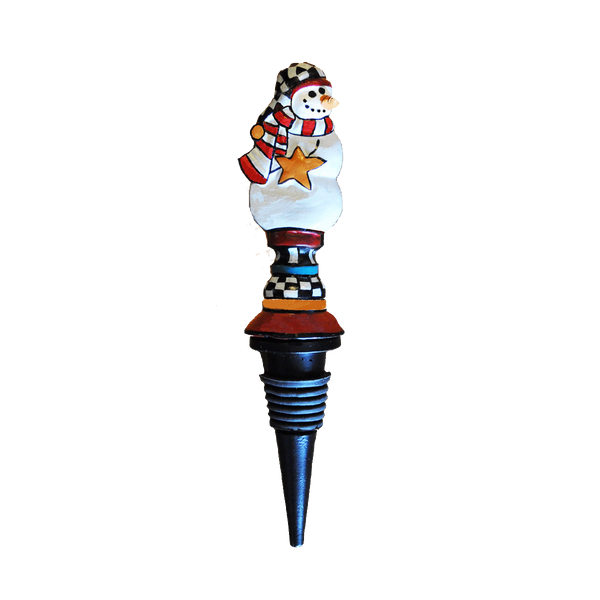 Metal Snowman Wine Bottle Stopper – Golden Hill Studio