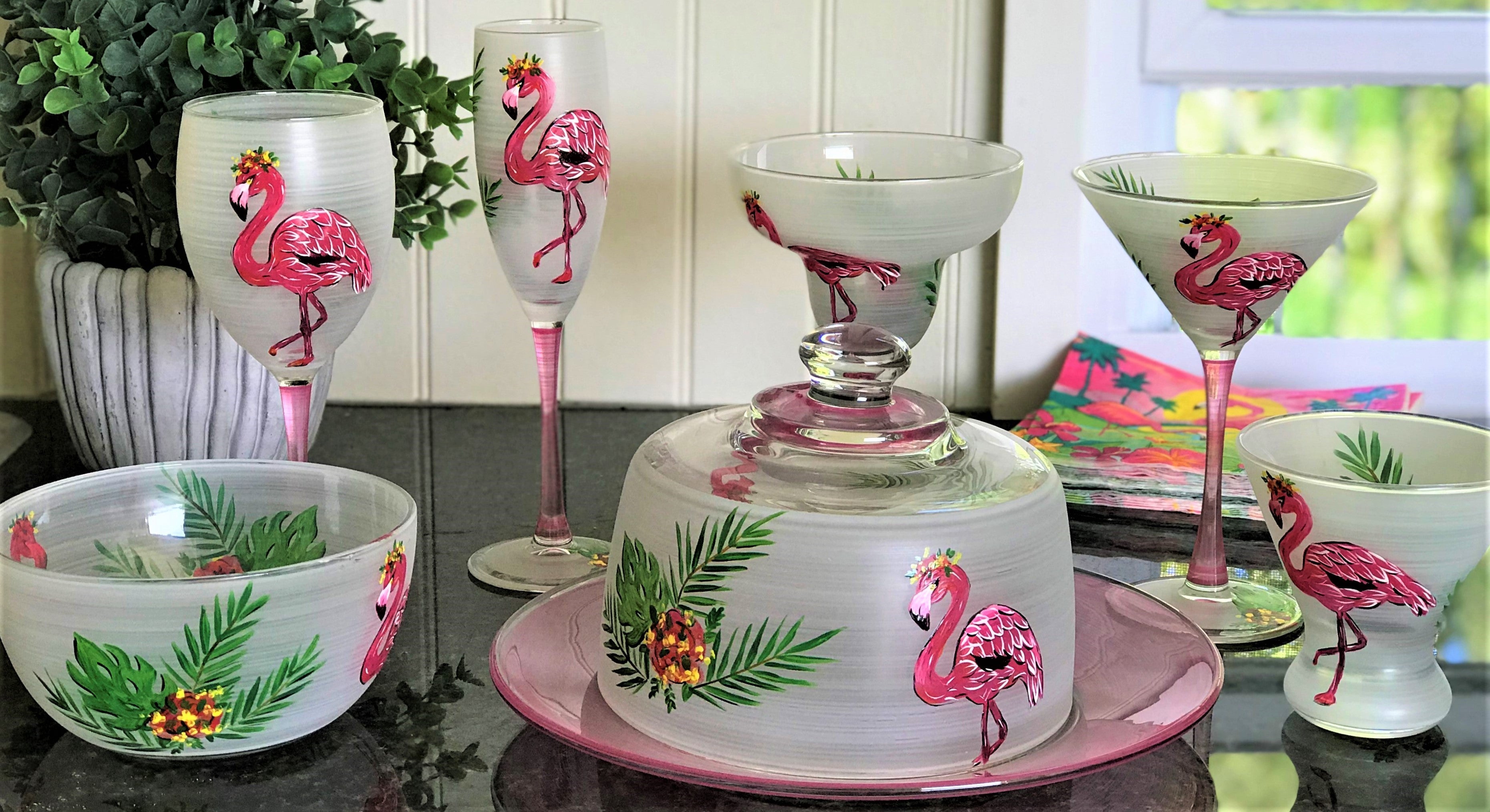 Flamingo Fun Martini S/2 – Golden Hill Studio